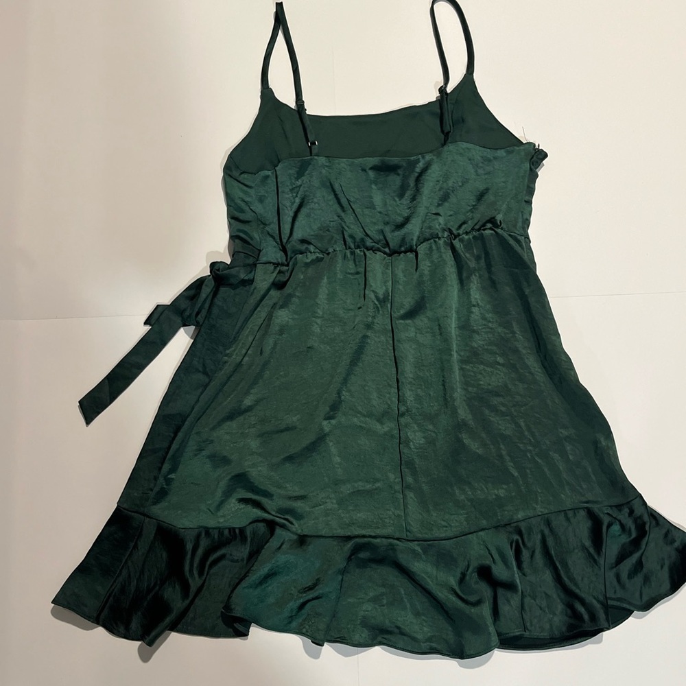 Wild fable green satin wrap dress - Picture 8 of 10
